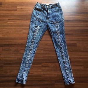 🌟High Waist Acid Wash Ripped Denim jeans